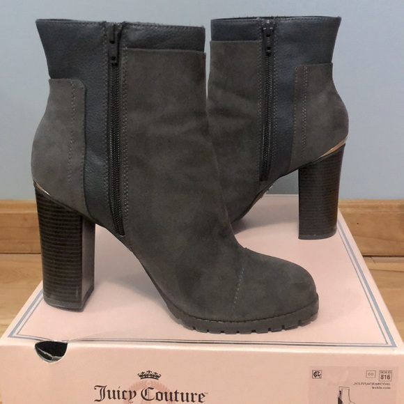 Gray Suede heeled boots with gold accents Women’s size 9 1/2 - Picture 4 of 5